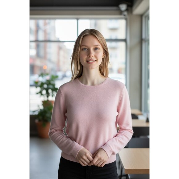 Vintage Lord & Taylor Pink 2 Ply 100% Cashmere Crew Neck Sweater Size Medium - Picture 1 of 4